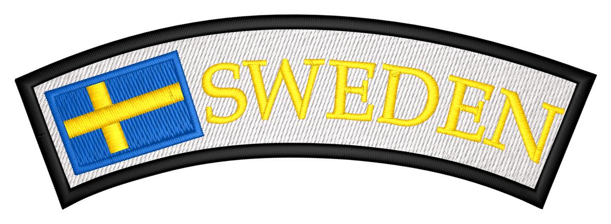 Tygmärke bågformad 100x25mm (skarpa hörn)
