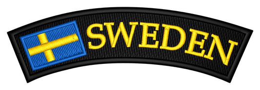 Tygmärke bågformad 90x20mm (skarpa hörn)