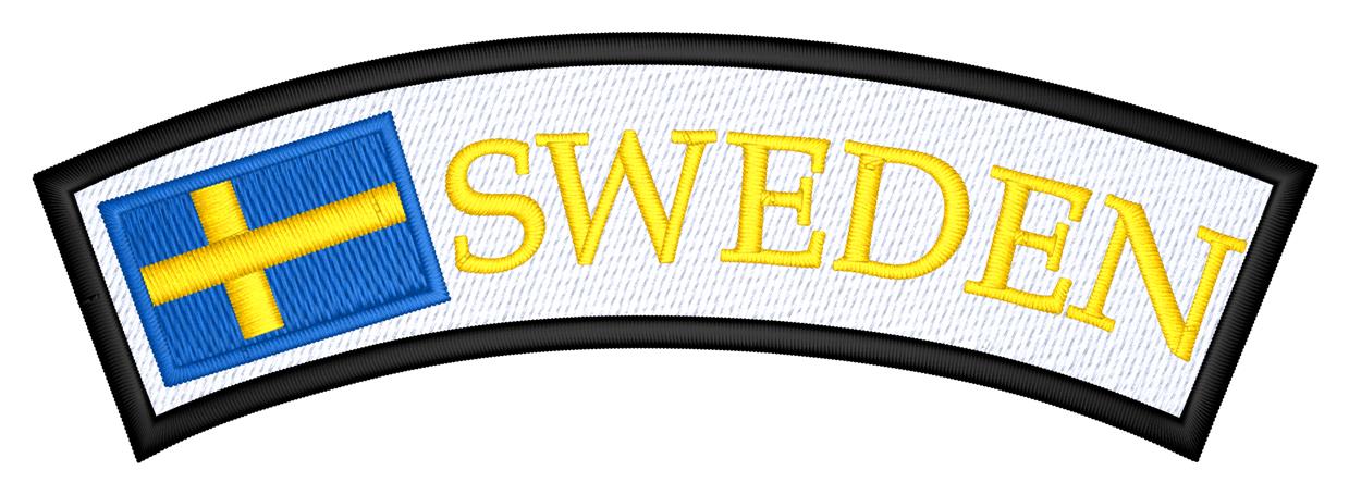 Tygmärke bågformad 100x25mm (skarpa hörn)